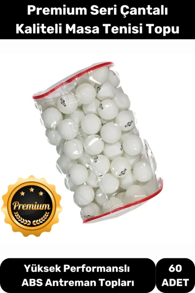 Masa Tenisi Pinpon Topu Çantalı Kaliteli Etkinlik 60 Adet Beyaz Canlı Ping Pong Sekme