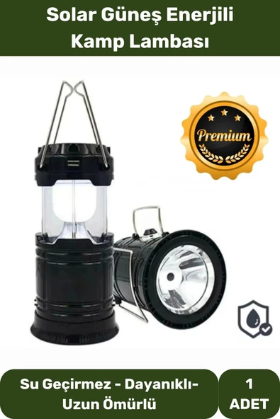 Alev Etkili Çadır Kamp Lamba Solar Usb Şarjlı Güneş Enerjili Askı Aparatlı Taşınabilir