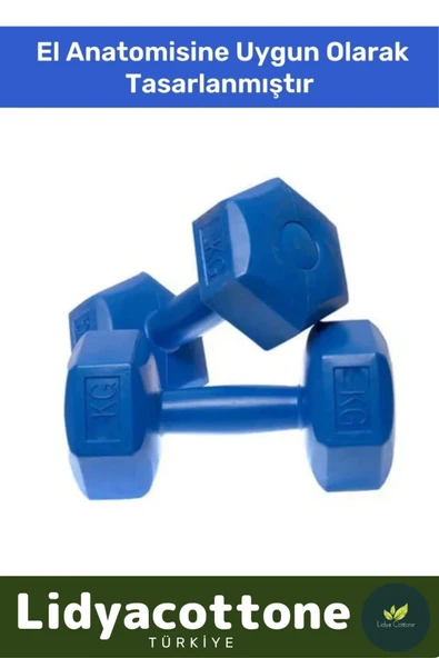 Dambıl Set Özel Plastik Köşeli Spor Egzersiz Vücut Kas Geliştirme Fitness Mavi 5 Kg x 2 Adet - 2