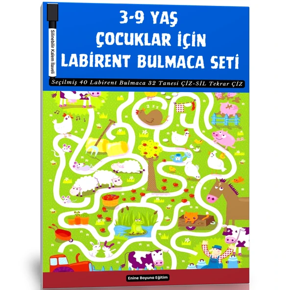 3-9 YAŞ Çocuklar İçin Çiz-YAZ Labirent Bulmaca Seti