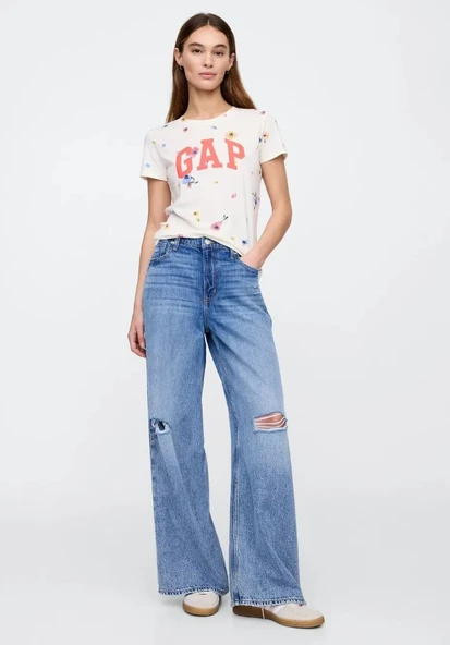 Gap Logo T-Shirt V-Ss Logo Classic Tee Kadın 729555 Tişört - 5