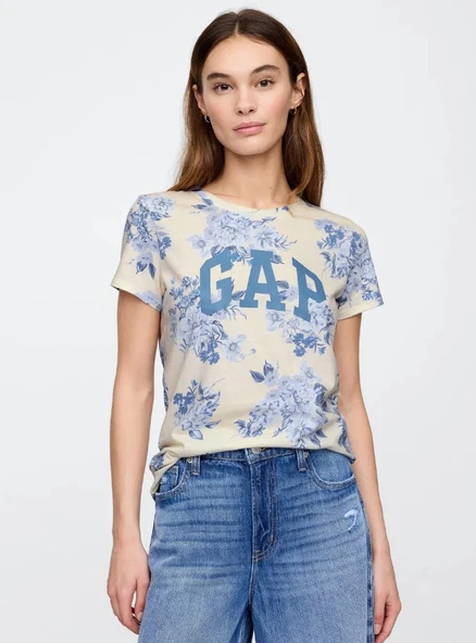 Gap Logo T-Shirt V-Ss Logo Classic Tee Kadın 729555 Tişört