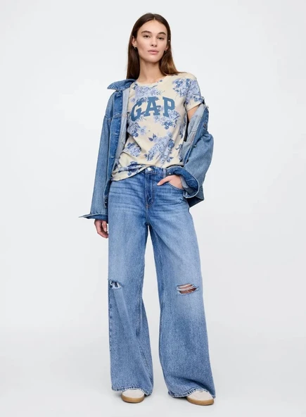 Gap Logo T-Shirt V-Ss Logo Classic Tee Kadın 729555 Tişört - 8