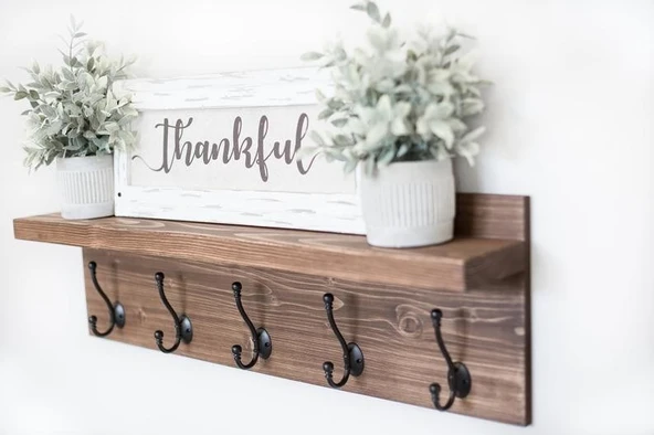 KUZELA  Ahşap Klasik Duvar Askılık. - 3