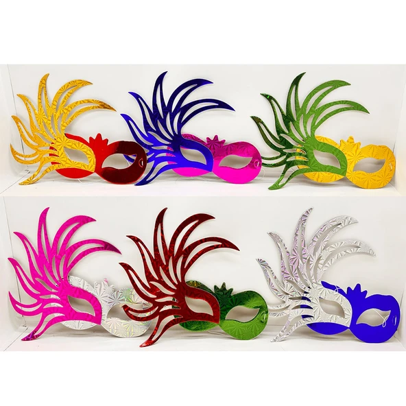 Rengarenk Kağıt Malzemeden İmal Parti Balo Maskesi 6 Adet