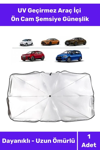 Araç İçi Ön Cam Şemsiye Güneşlik Premium Seri Gölgelik Titanyum Gümüş Kaplama UV Geçirmez Dayanıklı
