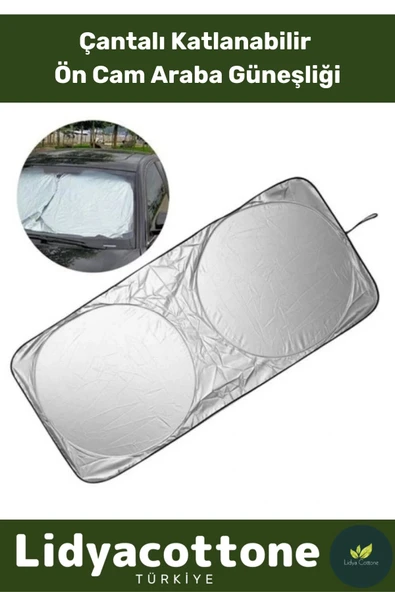 Araba Ön Cam Güneşlik Premium UV Işık Engelleyici Çift Katmanlı Dayanıklı Çantalı Katlanabilir