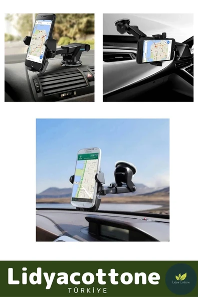 Araba Içi Telefon Tutacağı Premium Uzayabilen Ayarlanabilir Vantuzlu Araç İçi Çok Fonksiyonlu - 3