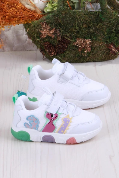 Vicco 346.B25Y.160 Beyaz Yeşil Number Işıklı Kız Çocuk Ayakkabı - Resim 2