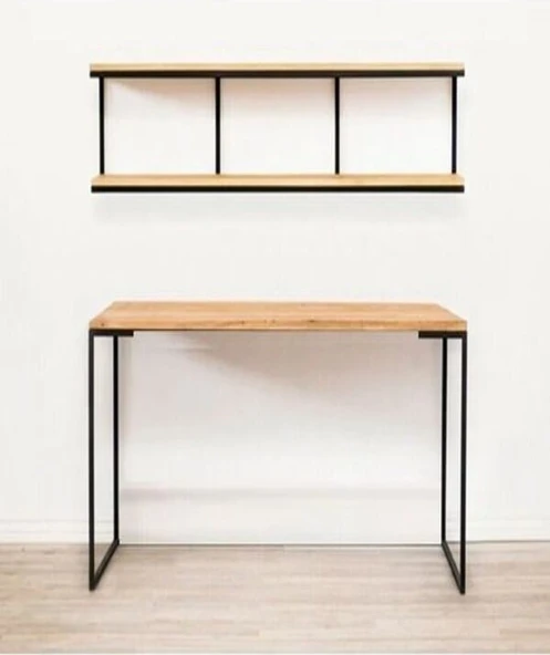 KUZELA  Metal Ahşap Dresuar ve Duvar Rafı.