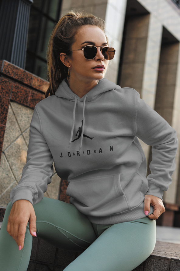 Air Jordan 10 Gri NBA Kadın Kapşonlu Sweatshirt - Hoodie - 1