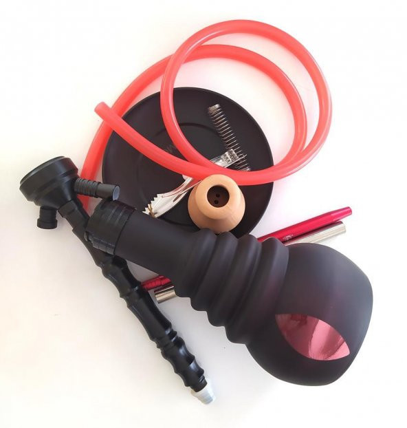 Büyük Boy Kalın Cam Çelik İthal Kilitli Nargile Takımı 9169 - 4