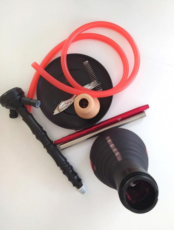 Büyük Boy Kalın Cam Çelik İthal Kilitli Nargile Takımı 9169 - 6