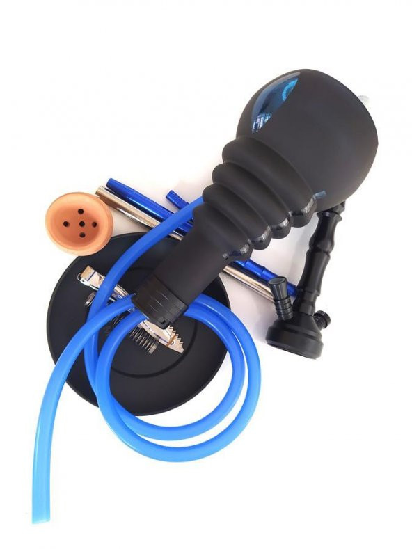 Büyük Boy Kalın Cam Çelik İthal Kilitli Nargile Takımı 9170 - 4