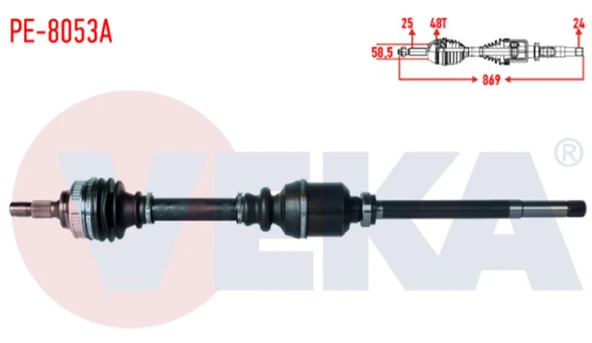 Aks Komp. Sag On Peugeot Partner  Orta Kasa  1.6 Hdı Abslı 48 Dıs Uzunluk 869Mm