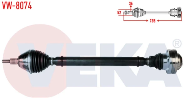 Komple Aks Sag On Volkswagen Polo (6R,6C) 1.6 Tdı A-T Uzunluk 785Mm 2009-