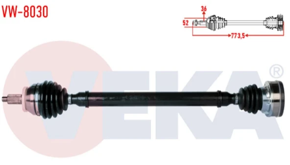 Komple Aks Sag On Volkswagen Polo (6R,6C) 1.6 Tdı (Caya-Cayb-Cayc) M-T Uzunluk 7