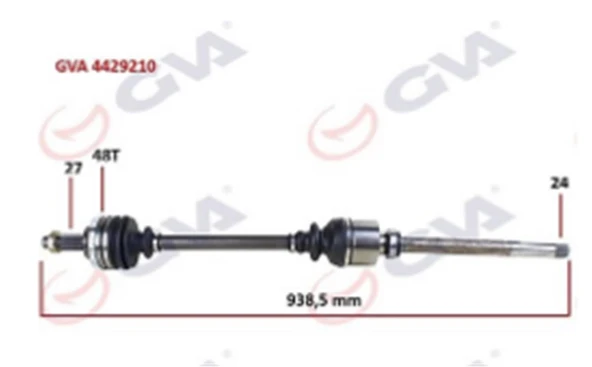 Komple Aks Sağ Scudo-Expert-Jumpy 1.9D 96-06 Abs Li 48Diş 938Mm