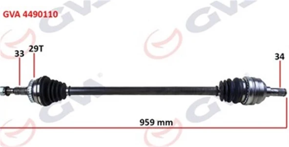 Komple Aks Sağ Vectra B 1.6İ-1.8İ-2.0İ 95-03 Abs Li 29 Diş 959Mm