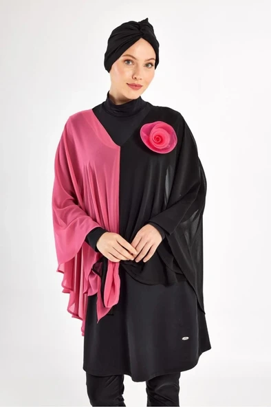 BirolGaye Adasea 251127 Tam Boy Gül Detaylı Tasarım Tesettür Mayo - Resim 4