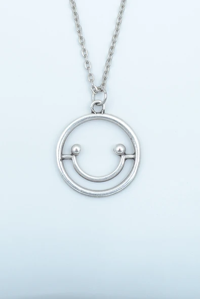 Gülen Yüz- Smile Gümüş Kaplama Düz Zincir Kolye ürün görseli 1