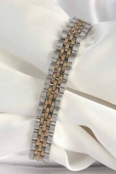 316L Çelik Gold Gümüş Renk Zincir Model Erkek Bileklik