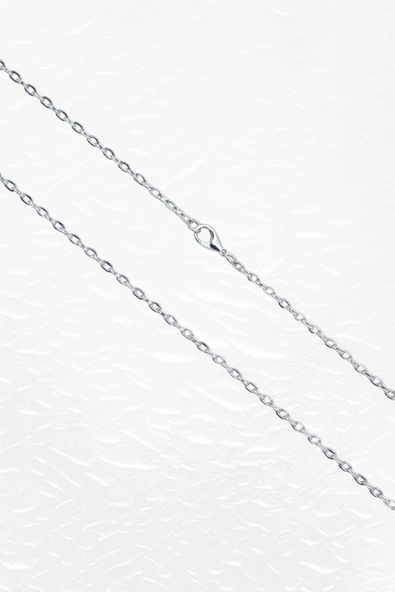 Kalp Gümüş Kaplama Düz Zincir Kolye - Resim 4