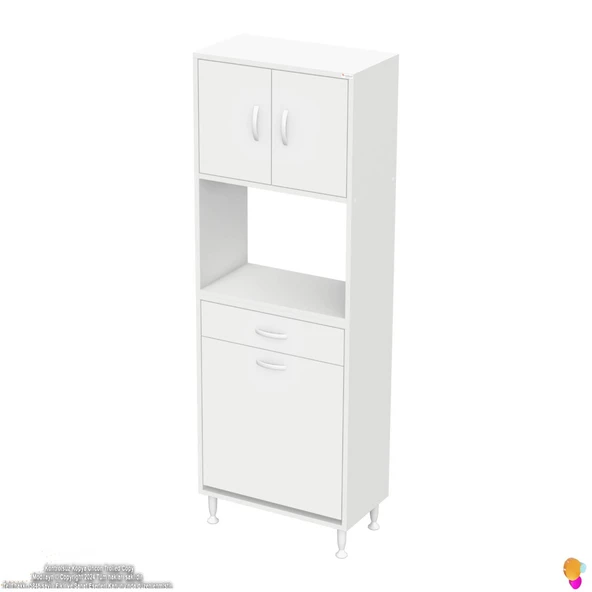 Modilayn ARDA 55x173x32,5 cm 1 Çekmece 1 Göz Sepetli ve 3 Raf Akıllı Dolap ile Dağınıklığa Son - Resim 6