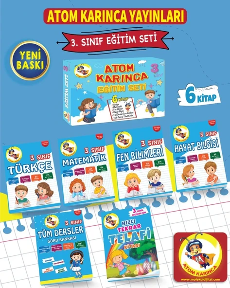 3. Sınıf Eğitim Seti (6 Kitap) (Atom Karınca Yayınları)