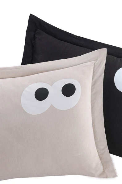 Upstyle 2li Yastık Kılıfı Oxf. Funny Siyah-Kahve - Resim 2