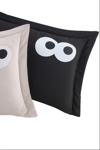 Upstyle 2li Yastık Kılıfı Oxf. Funny Siyah-Kahve - Resim 3