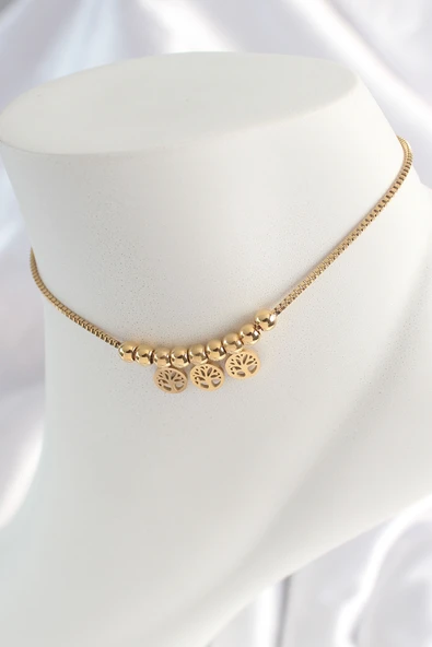316L Çelik Gold Renk Yaşam Ağacı Figür Kadın HalHal - TJ-HH1524