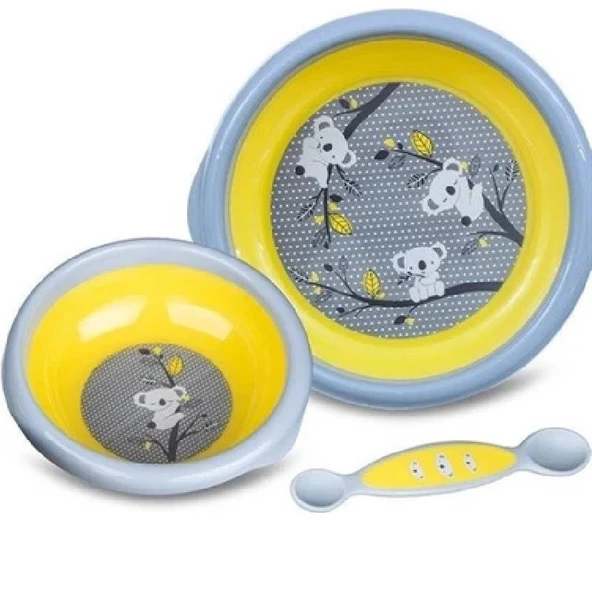 Bebedor Bebek Beslenme Seti Gri-Sarı