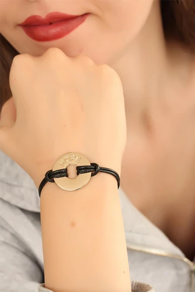 HOPE (Umutlu) Siyah Deri İpli Unisex Mood Bileklik - TJ-BB1985