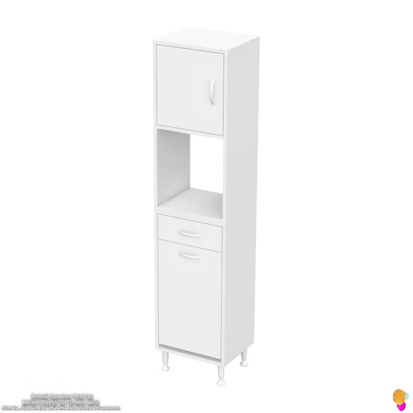 Modilayn ARDA 50x173x32,5 cm 1 Çekmece 1 Göz Sepetli ve 3 Raf Akıllı Dolap ile Dağınıklığa Son - Resim 6