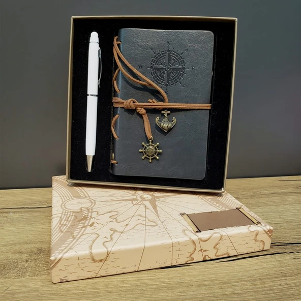 Defter Ve Kalem Kutulu Set Gri ürün görseli 1