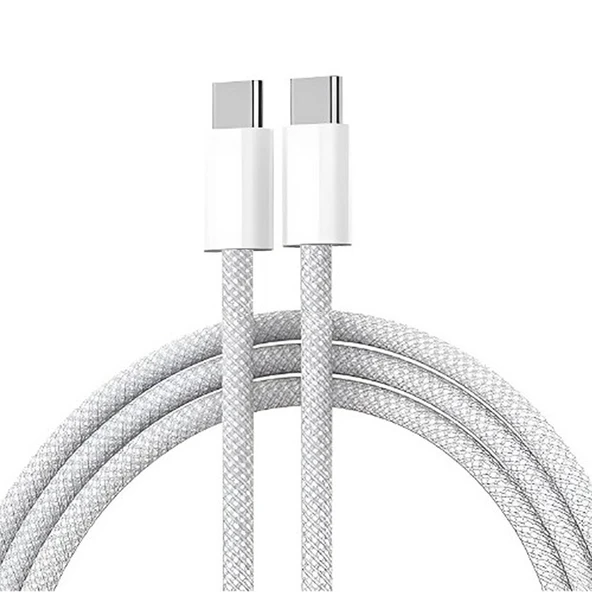 FitPlus IP16K Type-C to Type-C 1mt 60W Örgü Tasarım Hızlı Şarj Kablosu - 2