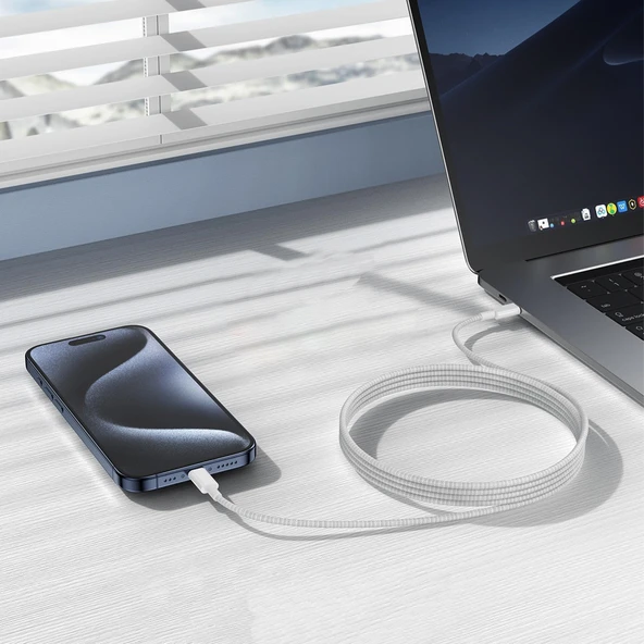 FitPlus IP16K Type-C to Type-C 1mt 60W Örgü Tasarım Hızlı Şarj Kablosu - 4
