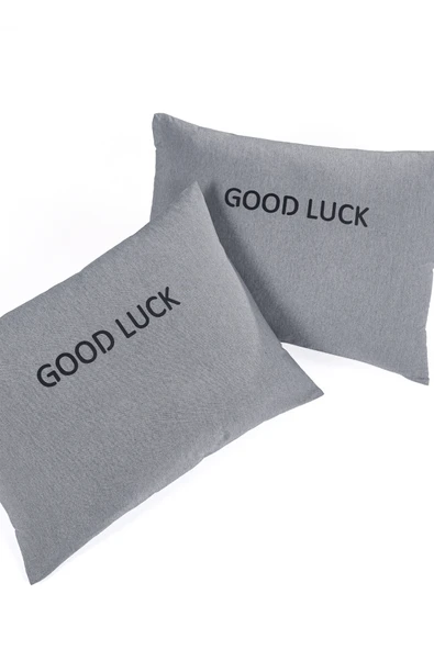 Upstyle 2li Yastık Kılıfı Good Luck Baskılı Füme - 2