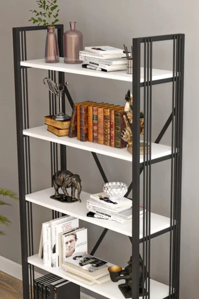 Wood House İnci Telli Kitaplık - Beyaz - Resim 2