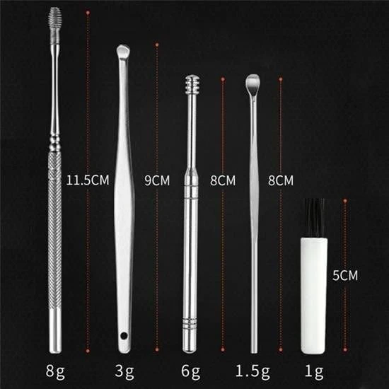 6 Parça Paslanmaz Çelik Kulak Balmumu Toplayıcı Çıkarıcı Temizleyici Bakımı Çubuk Seti - 3