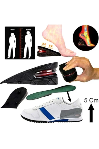 Ünisex 5 Cm Tam Boy Uzatıcı Tabanlık Hava Yastıklı Uzatan Ayakkabı Tabanlığı Gizli Topuk Yükselten ürün görseli