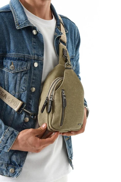Erkek Bady Bag Göğüs Çantası Kanvas Kumaş Sırt Çantası 27*17 Cm Günlük Omuz Çantası