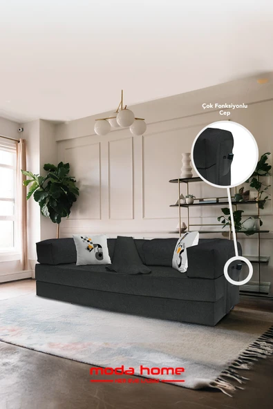 Moda Home Bedding Retro yataklı kanepe,yatak olabilen,dinlenme amaçlı legom aktivite koltuğu-Antrasit - 1