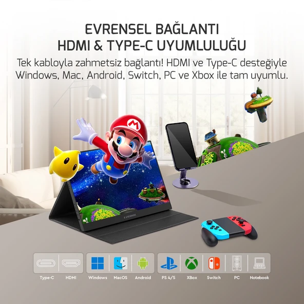 Ezcool Lite E15 15.6" 4 ms Full HD IPS 60 Hz Taşınabilir Monitör ( Sıfır Ölü Piksel Garantili )