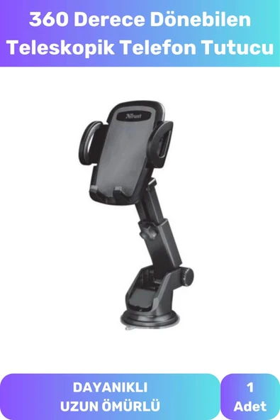 Teleskopik Telefon Tutucu Premium Dayanıklı Vantuzlu Sağlam Çok Fonksiyonlu 360 Derece Dönebilen