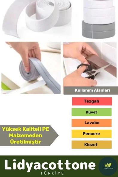 Bant 3.2m Ekstra Güçlü Su Geçirmez Sızdırmaz Dayanıklı Yalıtım Tamir Küf Önleyici Gri - 4