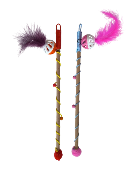 Sesli Toplu Tüylü Kedi Oltası 40-50 cm Renkli