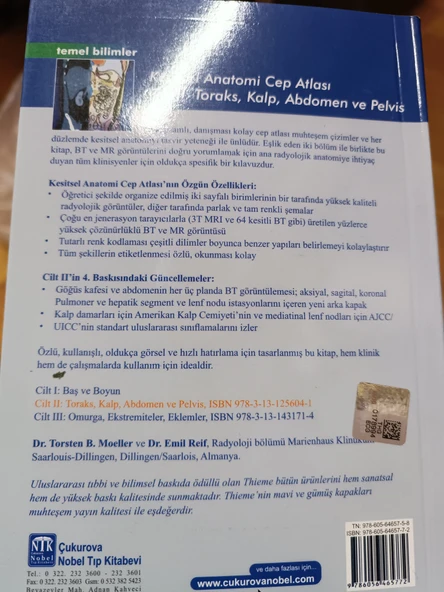 Kesitsel Anatomi Cep Atlası: Cilt 2 : Toraks, Kalp, Abdomen ve Pelvis T.B. MOELLER- E. REIF - 2