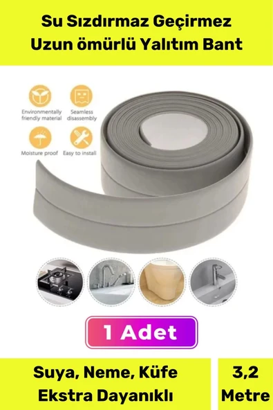 Bant 3.2m Ekstra Güçlü Su Geçirmez Sızdırmaz Dayanıklı Yalıtım Tamir Küf Önleyici Gri